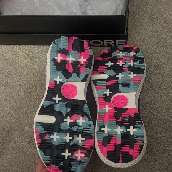 G/FORE Navy Athletic Sneakers with Pink Accents - Picture 4 of 5